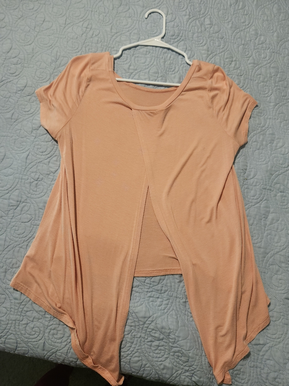 Honey Punch Peach Short Sleeve Open Layered Front Top